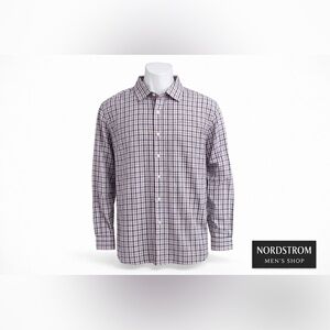 Nordstrom Men's Plaid Button Down Shirt - Blue and Pink 18.5 x 36-37